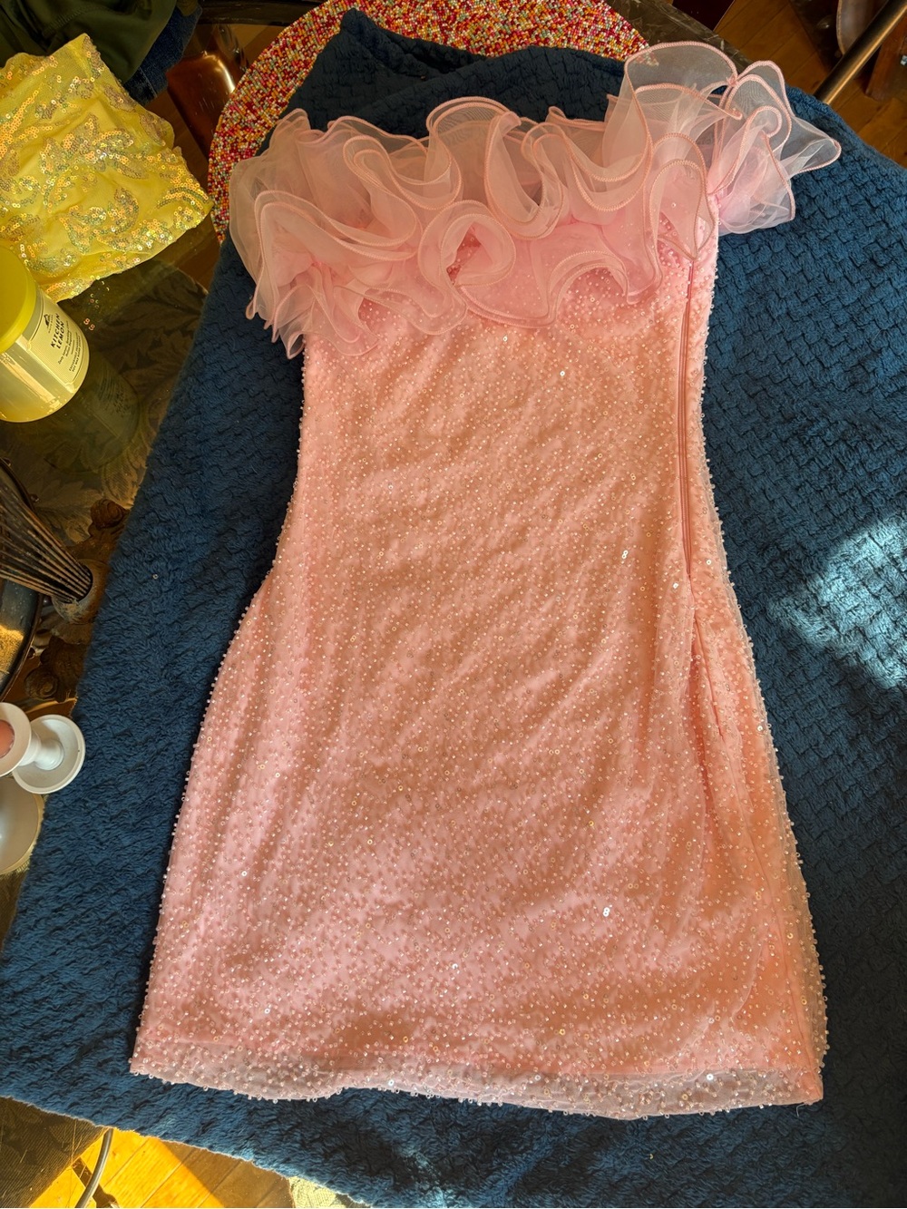 Windsor Pink Ruffle Strapless Mini Dress - Picture 3 of 6